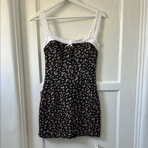 For Love And Lemons Camille Black Floral Mini Dress